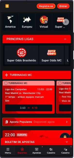 Os usuários do Brasil têm acesso não só a jogos de azar, mas também a apostas em esportes populares no aplicativo MC Games