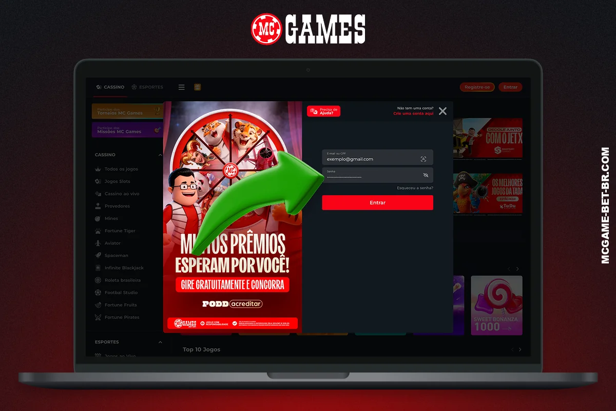 Para entrar na conta MC Games no formulário de autorização, é necessário inserir a senha que foi especificada durante a criação da conta