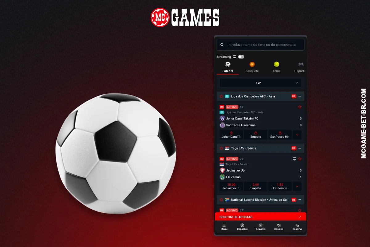O aplicativo móvel MC Games no Brasil oferece acesso a apostas em esportes populares em qualquer lugar