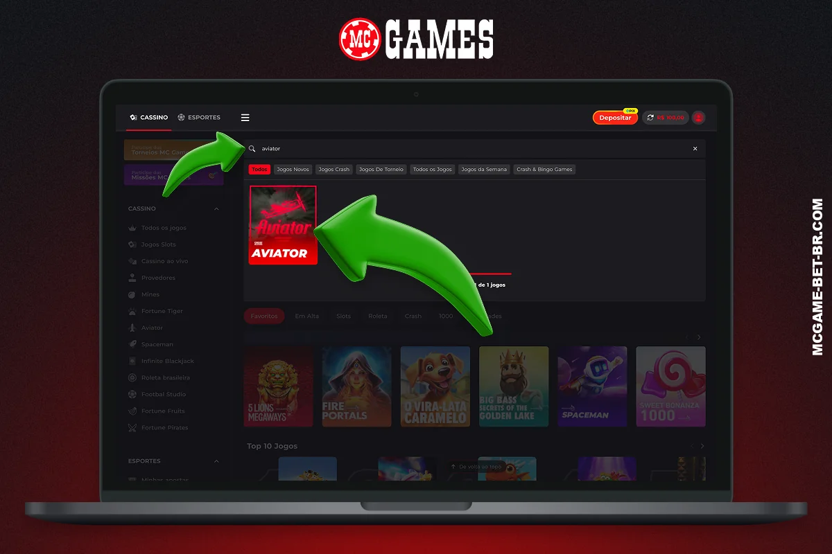 Para começar a jogar Avitor no cassino online MC Games no Brasil, é necessário realizar algumas etapas simples